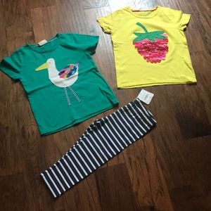 Mini Boden two shirts and NWT Gymboree leggings.